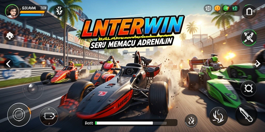 Screenshot LNTERWIN menampilkan permainan balapan yang mendebarkan dan grafis menawan.