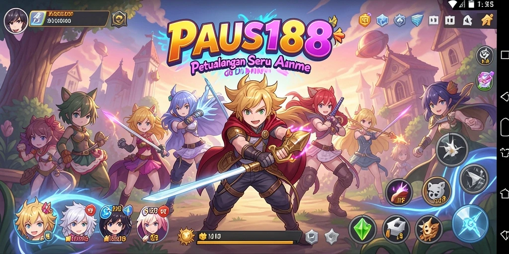 Tampilan gameplay seru PAUS188 di dunia Anime yang penuh warna.