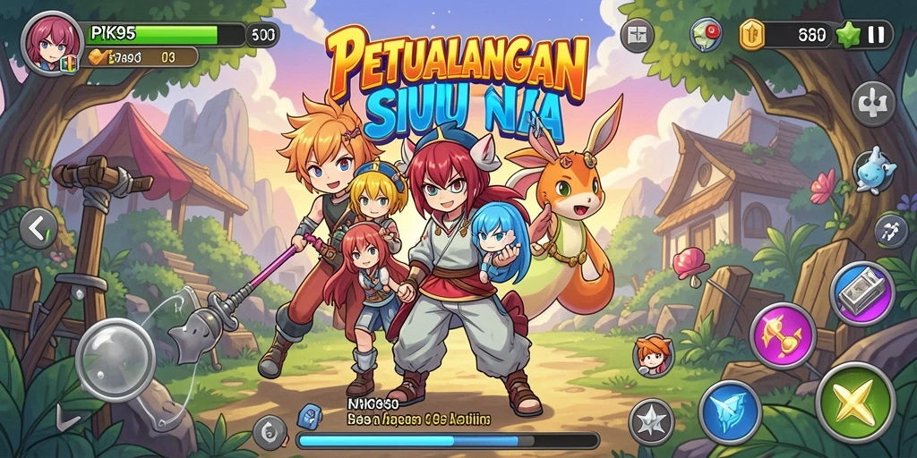 Gambaran gameplay PK95 yang penuh warna dan aksi anime.